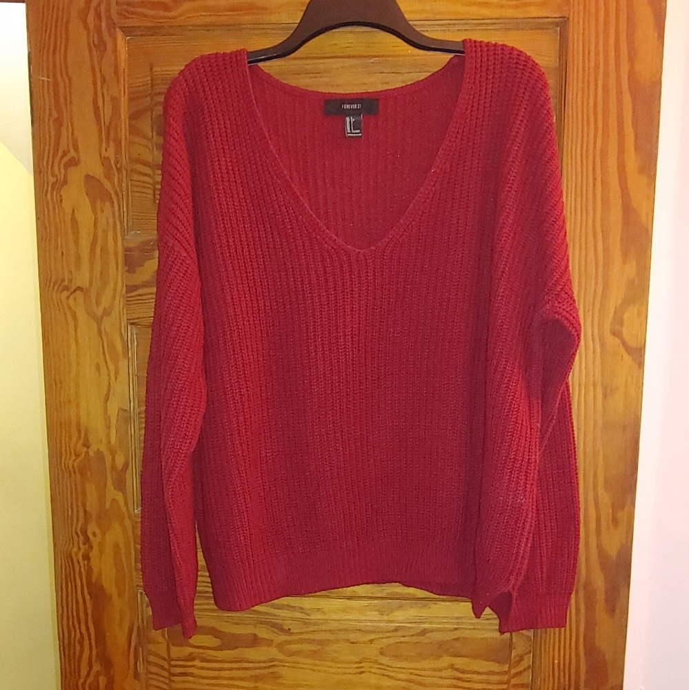 Red V-Neck Sweater